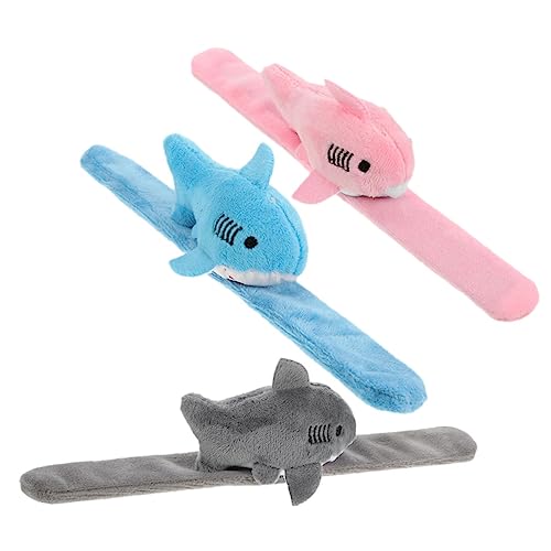 STOBOK 3St Plüschring hühner Spielzeug Kinder spielsachen Plush Toy Stofftier-Armband Kaninchenspielzeug Hai-Plüsch-Ohrfeigenarmbänder Kinderarmbänder Slap-Armband-Spielzeug PP Baumwolle von STOBOK