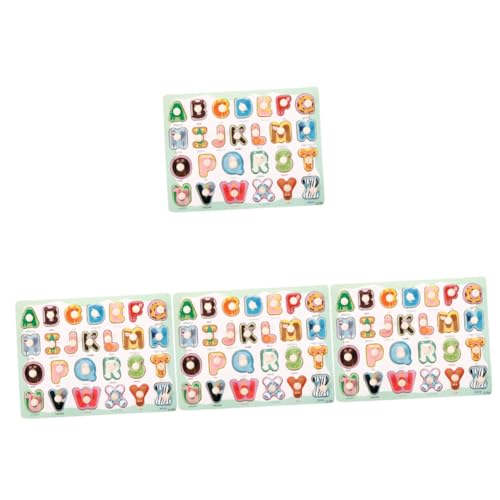 STOBOK 4 Sätze Aufklärungsgremium Für Früherziehung Kleine Rätsel Für Kinder Alphabettafel Alphabet-bodenpuzzle Kinder-Puzzle-Spielzeug Lustige Passende Spielzeuge Englisches Rätsel Holz von STOBOK