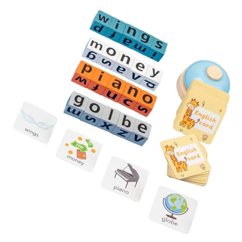 STOBOK 4 Sätze Englisches Spiele für Kleinkinder puzzletisch Puzzlekleber Puzzlematte Lernspiele Buchstabenblock Lernen Kinderspielzeug Kleinkind rätsel Holz von STOBOK