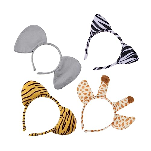 STOBOK 4 Stück Stirnband mit Tierohren Plüschohren Haarband Plüsch-Tier-Stirnband faschings haarreif Fasching Haarreif Make-up-Stirnband tiere Cosplay Kinder Haarreif Party-Kopfbedeckung von STOBOK