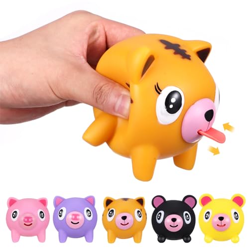 STOBOK 5 STK Pig Model Toy Tierische Stressbälle Pig Sensory Toy Squeeze- -Spielzeug Dehnbares Schweinchenspielzeug Lustig Sportball Kind Stressabbauer PVC Dekompressionsschwein von STOBOK