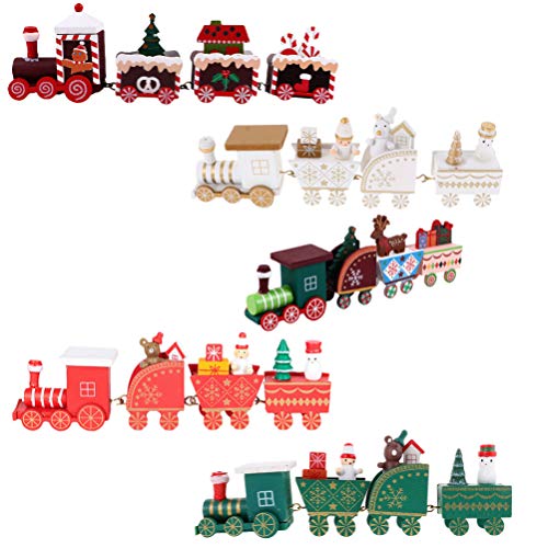 STOBOK 5-Teiliges Holzeisenbahn-Weihnachtsspielzeug Mini-Weihnachtsbaumzug-Ornament Dekorationen Kleines Zugmodell-Spielzeugset Für Kinderspielzeug Weihnachtsfest Partybevorzugung von STOBOK