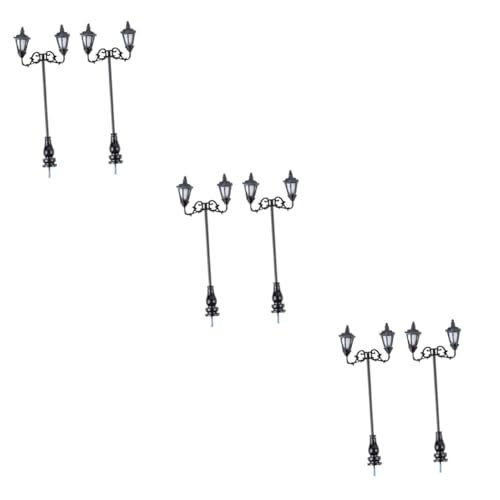 STOBOK 6 STK Mikro-landschaftshof Laternenmast Miniaturornament Pfostenlampen Im Freien Kleine Straßenlaterne Miniatur-straßenlaterne Landschaftsdekor Draussen Black Edelstahl Plus Abs von STOBOK