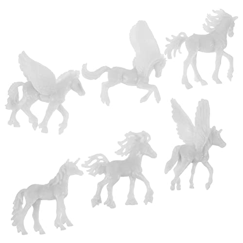 STOBOK 6st Tiermodell Einhorn-zeichnungsmodell Tierzeichnungsmodell Spielzeug Zum Bemalen Von Pferden Einhorn-bastelarbeiten Tierskulpturen Mädchen 3D Geburtstagsparty Liefert Abs Weiß von STOBOK