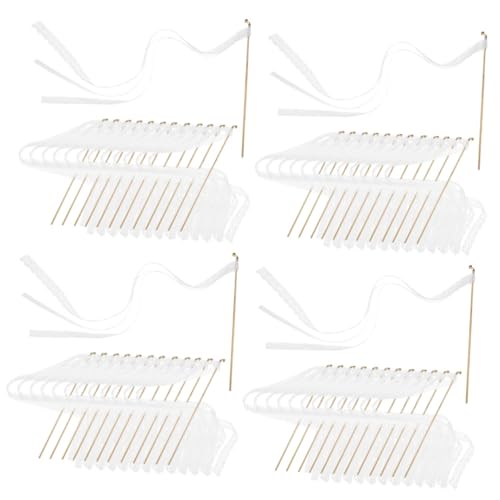 STOBOK 80 STK 1 Hochzeit Zauberstäbe Hochzeitsstäbe mit Glocken Hochzeits-Streamer hochzeitsdekoration Partydekoration klebt Luftschlangen Hochzeitsband-Sticks Bandstäbchen Polyester von STOBOK