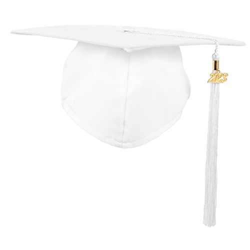 STOBOK Abschlusskappe 2023 Doktorhut Abschlussfeier schmückt Grad Dekor Master-Kappe Hüte für Männer graduation cap abschlussgeschenk Gastgeschenke Abschluss liefert Polyester Weiß von STOBOK