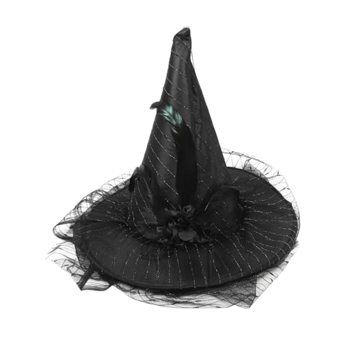 STOBOK Hexen Hut Damen Hexenhut Halloween-hut Hexenhut Für Kostüme Paillette Halloween-dekorationen Im Freien Cowgirl-kostüm Hexenhut Licht Zaubererhut Funkeln Neonhut Stoff Black von STOBOK