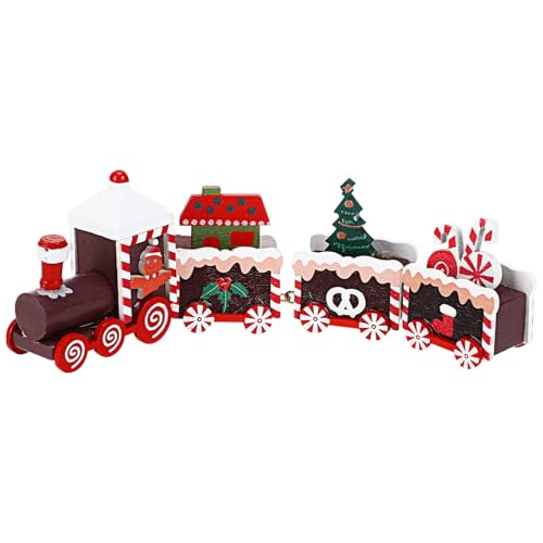 STOBOK Holzeisenbahn-Weihnachtsspielzeug Mini-Weihnachtsbaumzug-Ornament Dekorationen Kleines Zugmodell Spielzeugset Für Kinderspielzeug Weihnachtsfest Partybevorzugung Desktop-Zugdekor von STOBOK