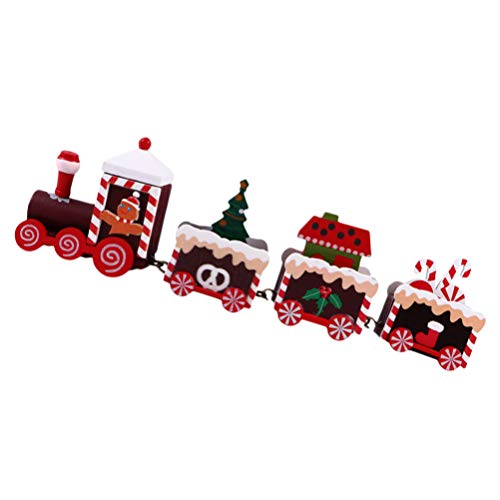 STOBOK Holzeisenbahn-Weihnachtsspielzeug Mini-Weihnachtsbaumzug-Ornament Dekorationen Kleines Zugmodell Spielzeugset Für Kinderspielzeug Weihnachtsfest Partybevorzugung Desktop-Zugdekor von STOBOK