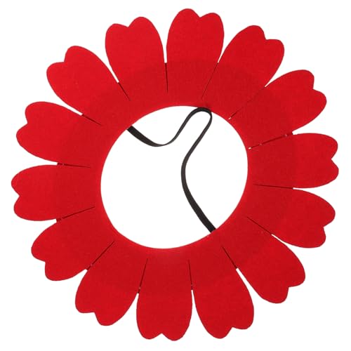 STOBOK Lustige Gesichtsmaske Gefälschte Sonnenblumen Feenkleid Leistung Kunst Wanddekoration Sonnenblumen-geburtstagsdekoration Vase Sonnenblume Karnevalspartyhaube Filzstoff Rot von STOBOK