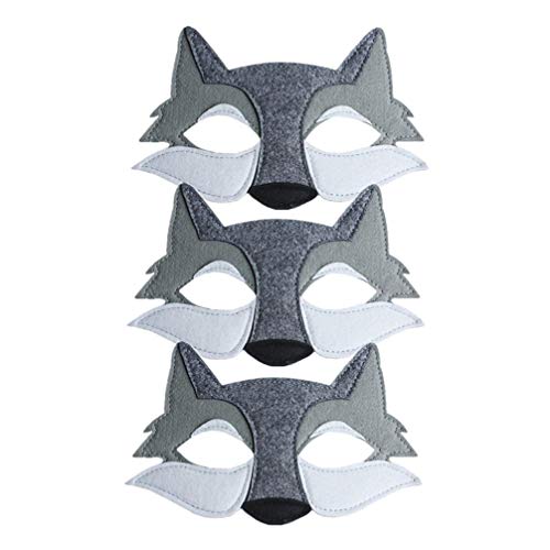 STOBOK Make-up-Zubehör Partyzubehör Für Kinder 3PCS Wolf Gesichtsmaske Halbe Gesicht Foxmasks Wilden Tier Cosplay Zubeh?r für Kinder - Up Kostüm Grau Halloween Halloween-Maske von STOBOK