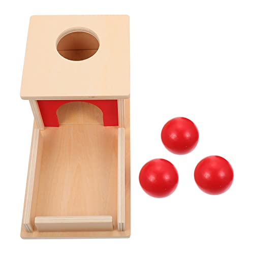 STOBOK Montessori Objekt Beständigkeit Box Holz Spielzeugtablett Und Balltropfen Montessori Objekt Beständigkeitskiste mit Tablett Und Kugel Holzkinder Frühe Pädagogische Spielzeug 1 Set von STOBOK