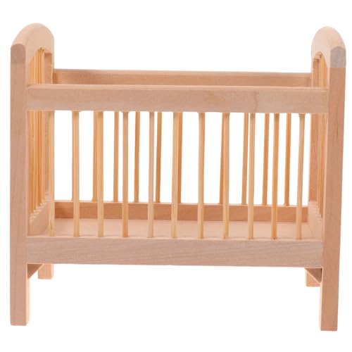 STOBOK Puppen-Krippe Babypuppenbett Mini-Möbelspielzeug Haushaltswaren Mini-Hausdekoration sicherheitsleine für Kinder Spielzeug für Kinder Puppenhausmöbel aus Holz Mini-Hausmöbel hölzern von STOBOK