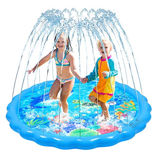 STOBOK Splash Pad, 170CM Planschbecken Sprinkle and Splash Play Matte Spielmatte, Aufblasbare Sprinklermatte Sprinklerpool für Kinder Sprinklerpad Outdoor Sommer Garten Wasserspielzeug für Baby von STOBOK