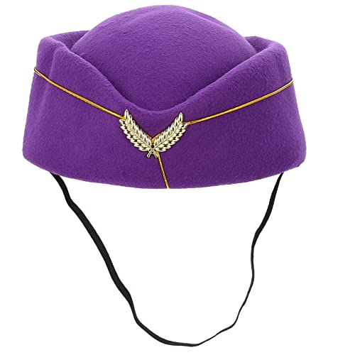 STOBOK Stewardess Baskenmütze Stewardess Cosplay Accessoire Flugbegleiter Hut Stewardess Faszinator Stewardess-cosplay-accessoire Stewardess-hüte Matrosenhut Fräulein Mode Violett Wolle von STOBOK