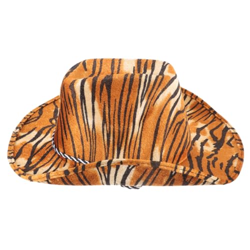 STOBOK Tiger-cowboy-hut Kuhmädchenhut Cowgirl-hut Cowboyhüte Für Damen Schlapphut Mit Animal-print Hut Mit Tigerdruck Faltbare Cowboyhüte Lustiger Hut Mit Tiger-print Tigerhut Kostüm Eva von STOBOK