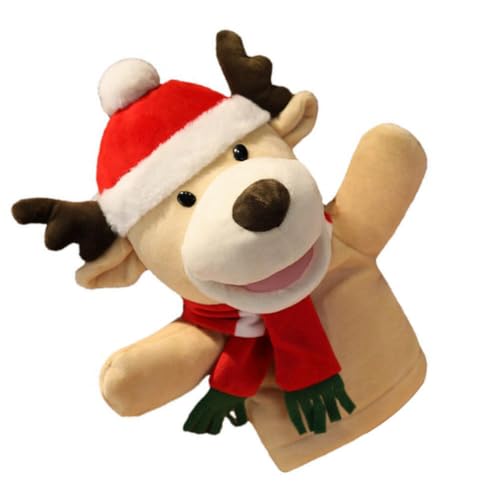 STOBOK Weihnachts-Plüsch-Handpuppe Weihnachtliches Braunes REH Weiche Handpuppen Für Kinder Interaktives Plüschspielzeug Urlaubsparty- Für Geschichtenerzählen Unterrichten von STOBOK