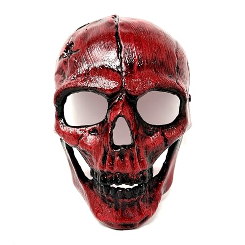 STORM BUY ] Steampunk-Stil Metallic Gruselige Horror Skelett Maske für Halloween Kostüm Cosplay Party (Rot) von STORM BUY