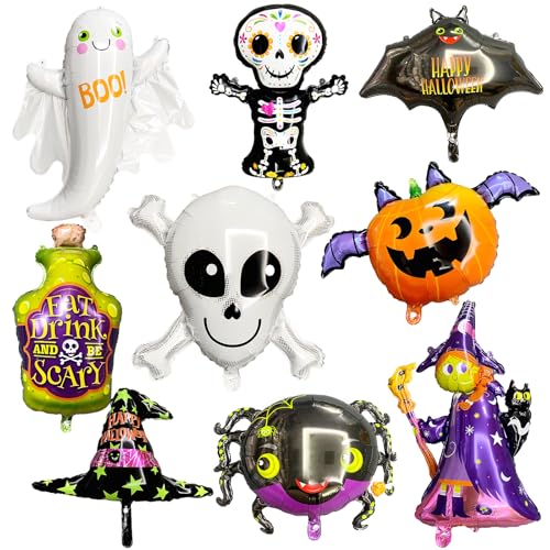 STQDEU 9cs halloween party balloons,halloween party decorations set,halloween photo props,hexe schädel kinder halloween dekorationen,geeignet für halloween party (Halloween) von STQDEU