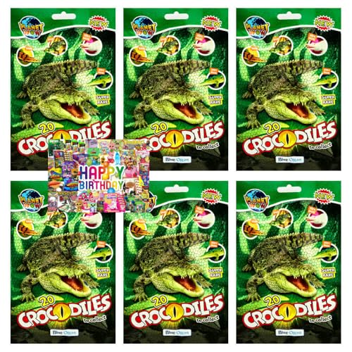 Bundle mit Blue Ocean Crocodiles Sammelfiguren 2025 - Planet Wow Krokodil Figur - Auswahl - Exklusive STRONCARD Geburtstagskarte (6 Tüten) von STRONCARD