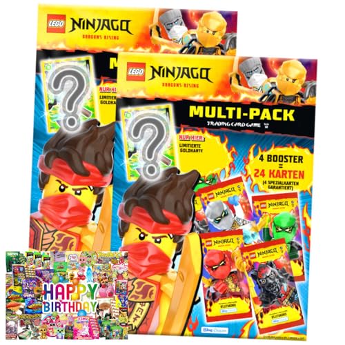 Bundle mit Lego Ninjago Karten Trading Cards Serie 10 - BLUTMOND Sammelkarten (2025) - 2 Multipack + Exklusive Geburtstagskarte von STRONCARD