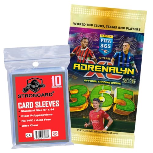 Bundle mit Panini FIFA 365 Karten 2025 - Adrenalyn XL Trading Cards - Exklusive STRONCARD Sammelkarten Hüllen - 1 Booster von STRONCARD