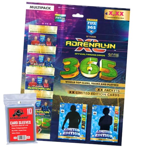 Bundle mit Panini FIFA 365 Karten 2025 - Adrenalyn XL Trading Cards - Exklusive STRONCARD Sammelkarten Hüllen - 1 Multipack von STRONCARD