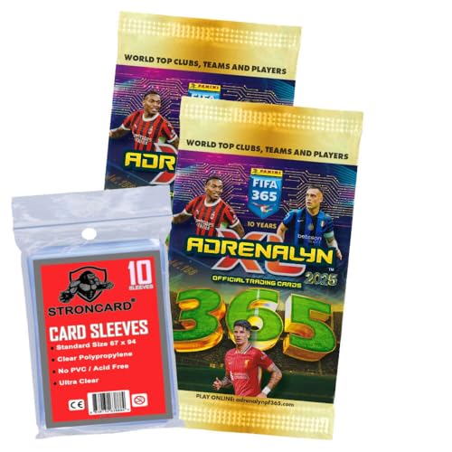 Bundle mit Panini FIFA 365 Karten 2025 - Adrenalyn XL Trading Cards - Exklusive STRONCARD Sammelkarten Hüllen - Auswahl (2 Booster) von STRONCARD