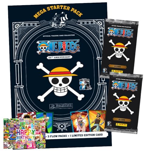 Bundle mit Panini One Piece Karten - Anniversary Sammelkarten (2025) - 1 Starter + 2 Booster + Exklusive Geburtstagskarte von STRONCARD