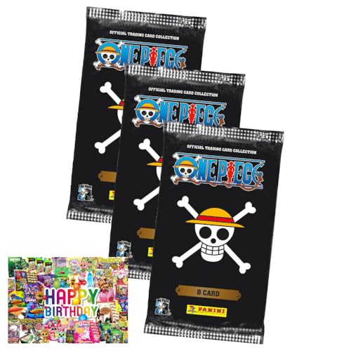 Bundle mit Panini One Piece Karten - Anniversary Sammelkarten (2025) - 3 Booster + Exklusive Geburtstagskarte von STRONCARD