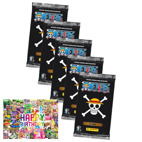 Bundle mit Panini One Piece Karten - Anniversary Sammelkarten (2025) - 5 Booster + Exklusive Geburtstagskarte von STRONCARD