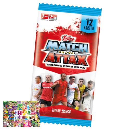 Bundle mit Topps Match Attax Trading Cards - Bundesliga Karten - Saison 2025 - Sammelkarten - 1 Booster + Exklusive Geburtstagskarte von STRONCARD