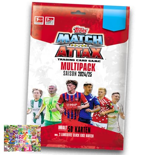 Bundle mit Topps Match Attax Trading Cards - Bundesliga Karten - Saison 2025 - Sammelkarten - 1 Multipack + Exklusive Geburtstagskarte von STRONCARD