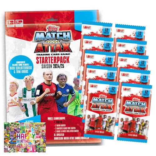 Bundle mit Topps Match Attax Trading Cards - Bundesliga Karten - Saison 2025 - Sammelkarten - 1 Starter + 10 Booster + Exklusive Geburtstagskarte von STRONCARD