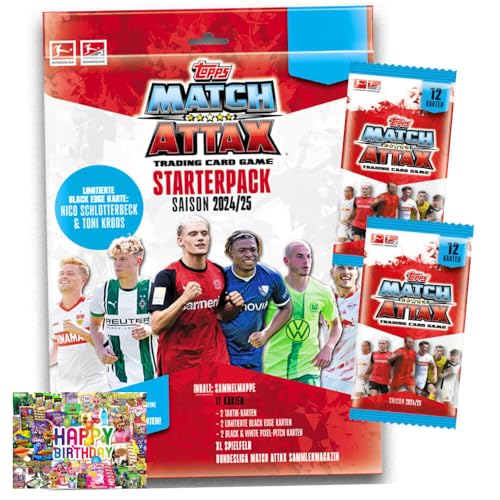 Bundle mit Topps Match Attax Trading Cards - Bundesliga Karten - Saison 2025 - Sammelkarten - 1 Starter + 2 Booster + Exklusive Geburtstagskarte von STRONCARD