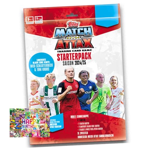 Bundle mit Topps Match Attax Trading Cards - Bundesliga Karten - Saison 2025 - Sammelkarten - 1 Starter + Exklusive Geburtstagskarte von STRONCARD