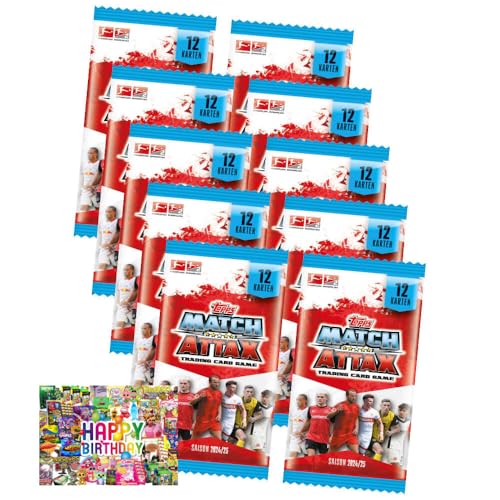 Bundle mit Topps Match Attax Trading Cards - Bundesliga Karten - Saison 2025 - Sammelkarten - 10 Booster + Exklusive Geburtstagskarte von STRONCARD