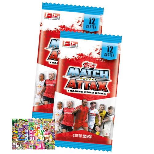 Bundle mit Topps Match Attax Trading Cards - Bundesliga Karten - Saison 2025 - Sammelkarten - 2 Booster + Exklusive Geburtstagskarte von STRONCARD