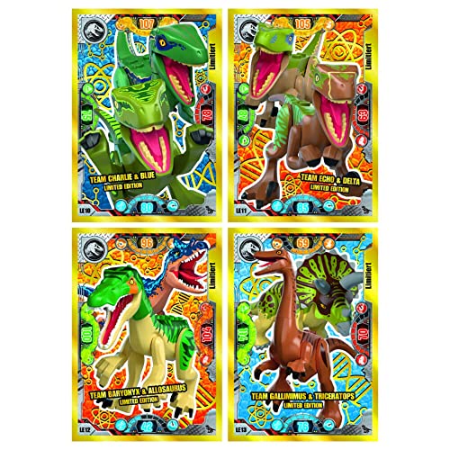 Lego Jurassic World Serie 2 Karten - Trading Cards - Sammelkarten Auswahl im Bundle + 10 Originale Hüllen (LE10 + LE11 + LE12 + LE13 Gold Karte) von STRONCARD