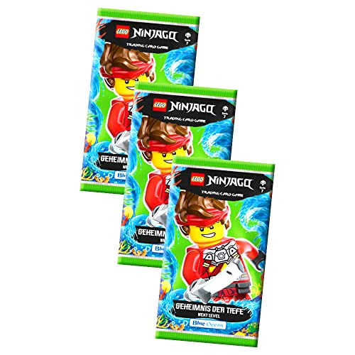 Lego Ninjago Karten Trading Cards Serie 7 - Geheimnis der Tiefe Next Level (2022) - 3 Booster Sammelkarten Bundle + 10 Originale Hüllen von STRONCARD