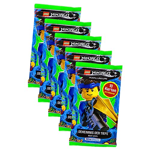 Lego Ninjago Karten Trading Cards Serie 7 - Geheimnis der Tiefe Next Level (2022) - 5 XL Booster Sammelkarten Bundle + 10 Originale Hüllen von STRONCARD