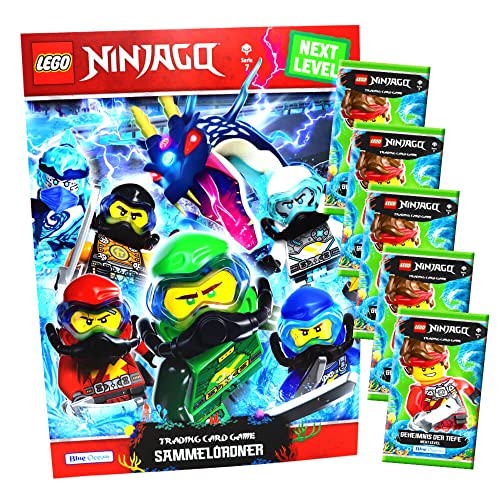 Lego Ninjago Karten Trading Cards Serie 7 - Geheimnis der Tiefe Next Level (2022) - Auswahl Sammelkarten Bundle + 10 Originale Hüllen (1 Sammelmappe + 5 Booster) von STRONCARD