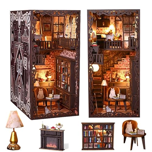 Book Nook Kit Dekorativer Buchstützenständer Kreatives Bücherregal Miniatur Booknook Kit 3D Holzpuzzle für Erwachsene Zimmer Puppenhaus Dekoration (Jubiläumsschloss) von STRUCWOOD