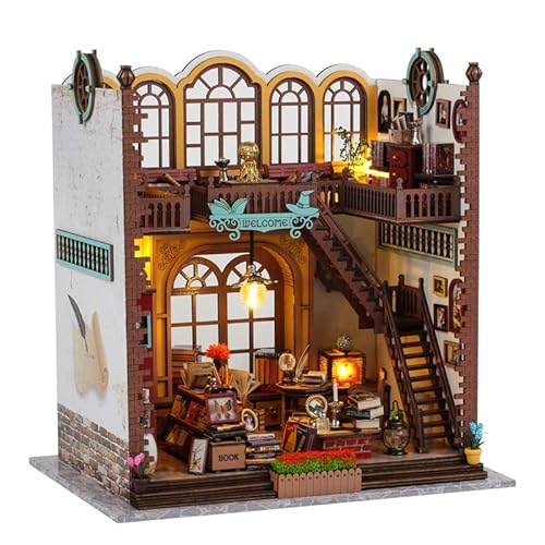 Book Nook Kit Dekorativer Buchstützenständer Kreatives Bücherregal Miniatur Booknook Kit 3D Holzpuzzle für Erwachsene Zimmer Puppenhaus Dekoration (Magische Hütte) von STRUCWOOD