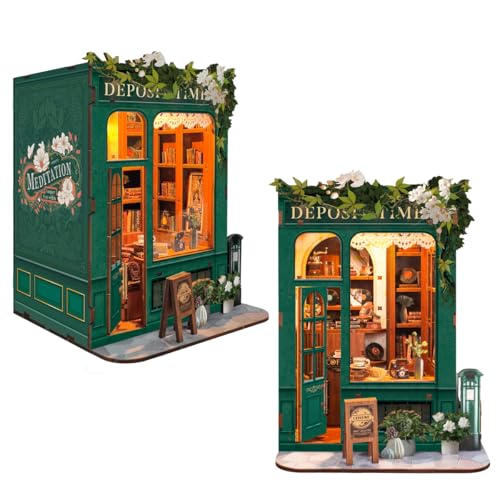 STRUCWOOD Book Nook Kit für Erwachsene, 3D-Puzzle, Miniaturhaus-Set für Frauen, Bastelliebhaber, Bücherecke, Bücherregal, Dekoration, DIY-Modellbausatz mit LED-Licht-Moments in Time(SQ-45) von STRUCWOOD