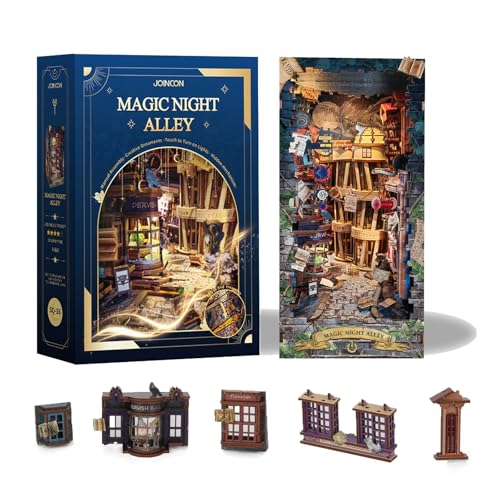 STRUCWOOD Magic Book Nook Kit 3D Wooden Puzzle for Adults Decorative Bookend Stand Book Nook Bookshelf Insert Bookcase Toy for Teenagers Gift Model Kits (Magic Night Alley) von STRUCWOOD