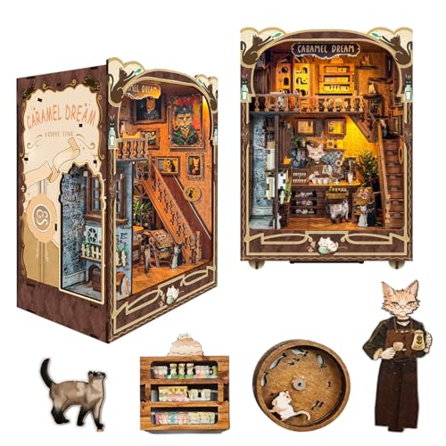 Strucwood Book Nook Kit mit LED-Licht - 3D Holzpuzzles Buchecke für Bücherregal Dekor - DIY Puppenhaus Kit - Book Nook Dekor mit Staubschutz - Ausgezeichneter Karamelltraum Strucwood Book Nook Kit mit LED-Licht - 3D Holzpuzzles Buchecke für Bücherregal Dekor - DIY Puppenhaus Kit - Book Nook Dekor mit Staubschutz - Ausgezeichneter Karamelltraum von STRUCWOOD
