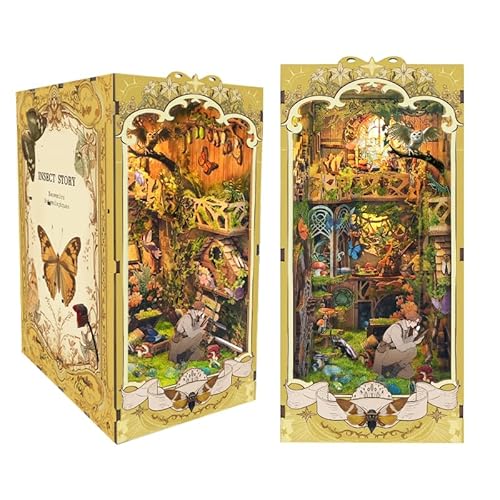 STRUCWOOD The Records of Insects Book Nook Kit For Adults LED Miniature Booknook Kit 3D Wooden Puzzle Toy For Teenagers Prefect Gift von STRUCWOOD