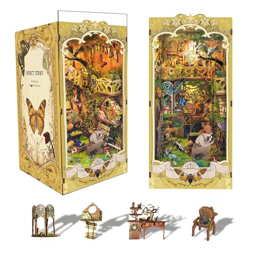 The Records of Insects Book Nook Kit for Adults LED Miniature Booknook Kit 3D Wooden Puzzle Toy for Teenagers Prefect Gift von STRUCWOOD