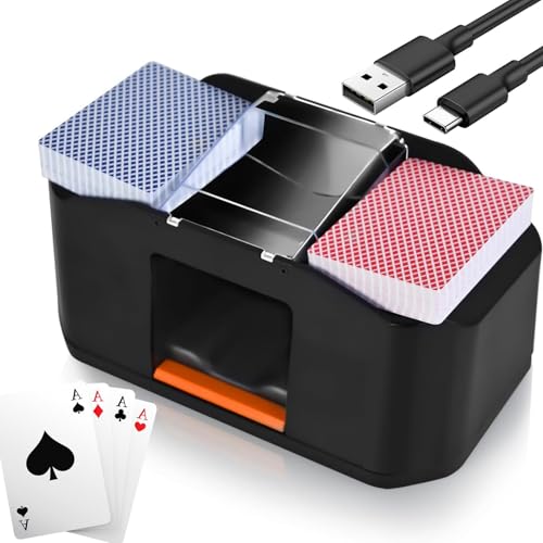 Automatischer Kartenmischer 1/2 Decks, automatischer wiederaufladbarer elektrischer Kartenmischer mit 2000 Mah, elektrischer Kartenmischer mit One-Press-Bedienung, Casino-Kartenspiel, for Poker, UNO von STWBHW